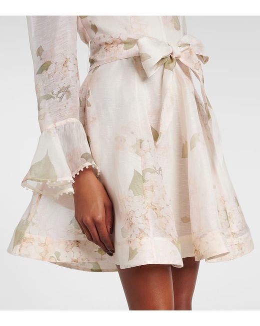 Zimmermann Natural Minikleid Balance Aus Leinen Und Seide
