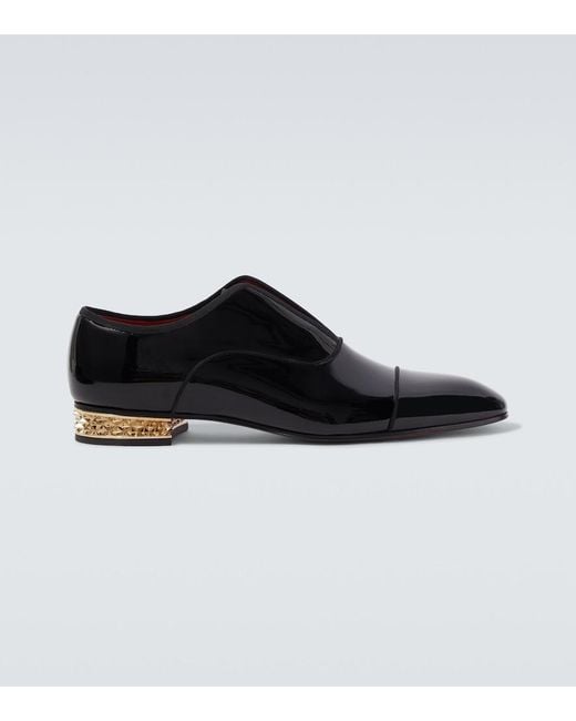 Christian Louboutin Black Alphamale Rocks Patent Leather Derby Shoes for men