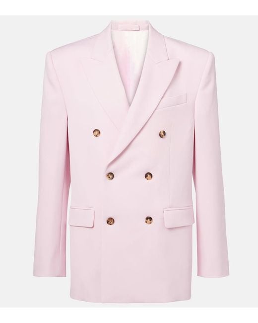 Wardrobe NYC Pink Double-Breasted Virgin Wool Blazer