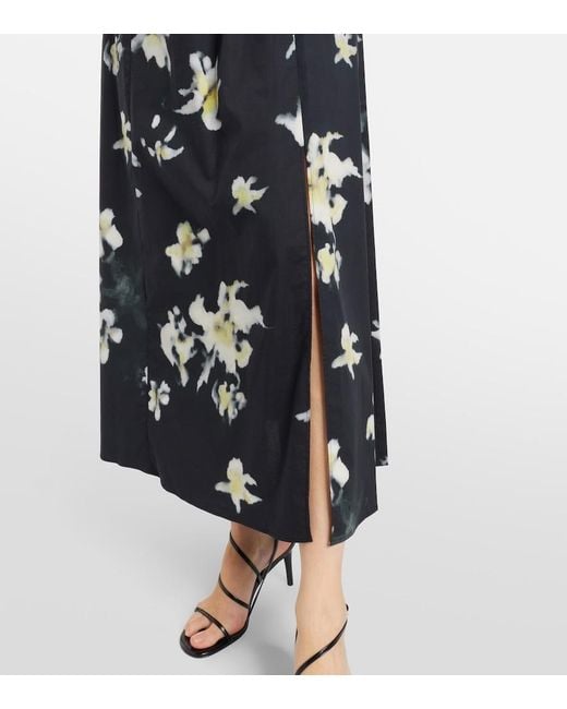 Altuzarra Black Floral Cotton-Blend Midi Dress
