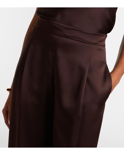 Max Mara Brown Elegante Satin Wide-Leg Pants