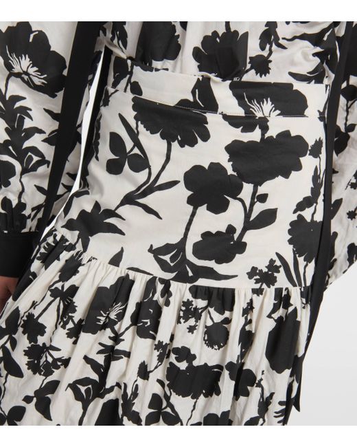 Max Mara White Udente Floral Cotton Maxi Skirt