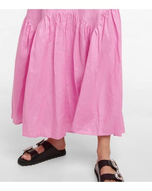 Lee Mathews Pink Ali Linen Maxi Dress