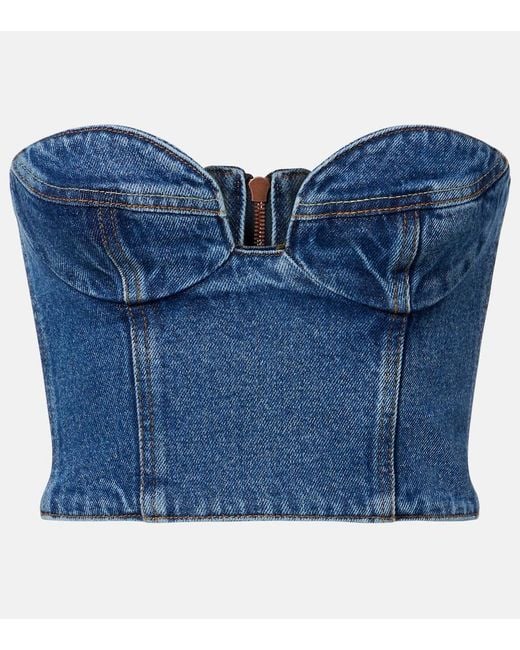 Magda Butrym Blue Denim Bustier Top