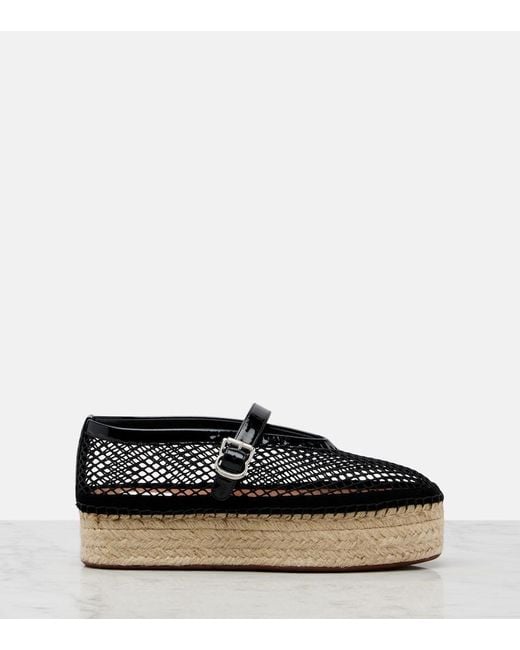 Alaïa Black Leather-Trimmed Fishnet Espadrilles