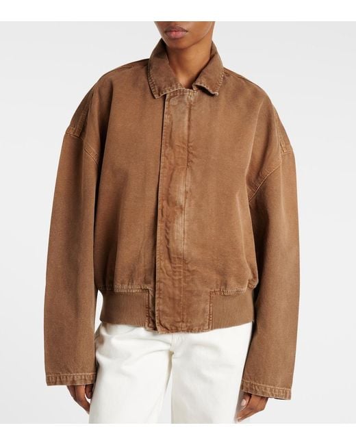 SLVRLAKE Denim Brown Harlem Cotton Canvas Bomber Jacket