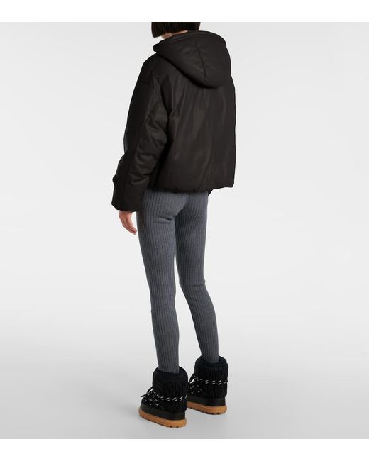Miu Miu Black Logo Leather Puffer Jacket