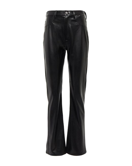 7 For All Mankind High-rise Straight Faux Leather Pants in Black | Lyst