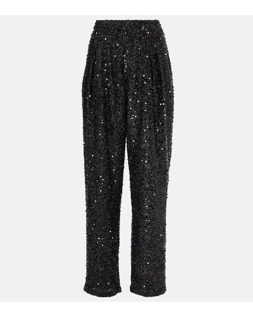 Isabel Marant Black Aras Sequined Wide-Leg Pants