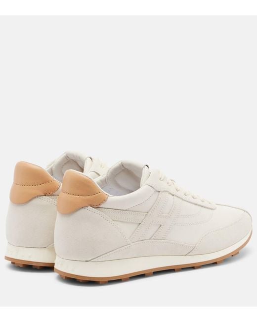 Hogan White Athletic Suede And Leather Sneakers