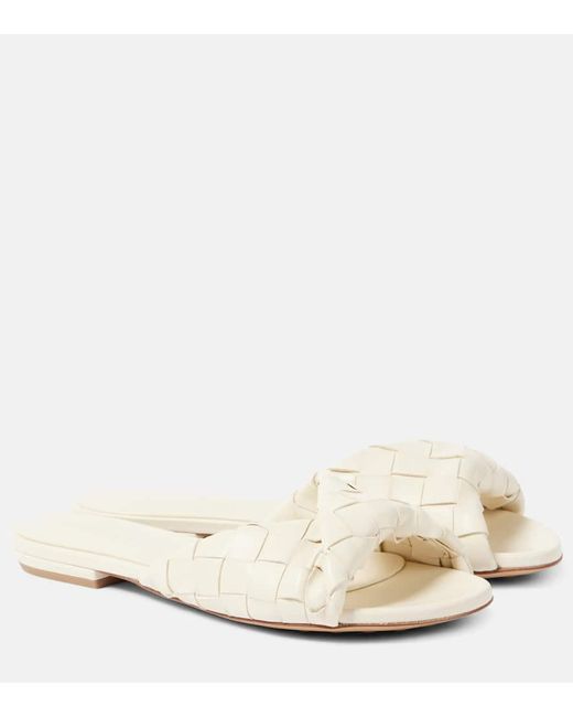 Bottega Veneta Natural Blink Intrecciato Leather Slides