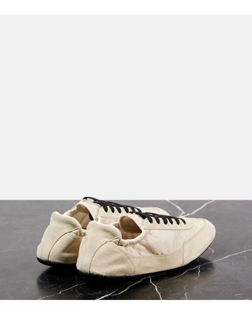 Prada White Collapse Re-Nylon Suede-Trimmed Sneakers