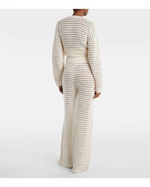 Leset White Lucy Crochet Mid-Rise Straight Pants