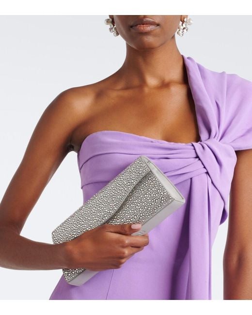 Elie Saab Gray The Midnight Embellished Suede Clutch
