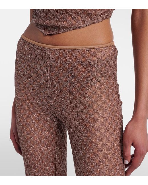 Missoni Brown Open-Knit Lame Flared Pants
