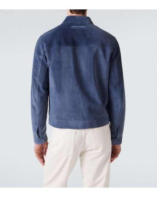 Zegna Blue Suede Jacket for men