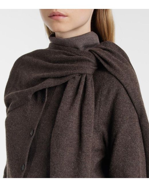Ferragamo Brown Draped Cashmere Cardigan