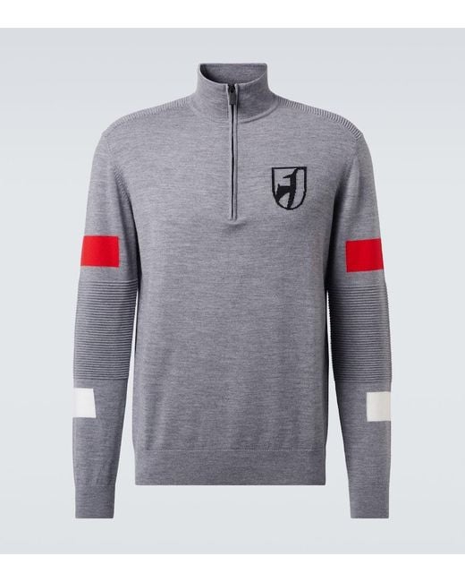 Toni Sailer Gray Hupert Wool Half-Zip Sweater for men