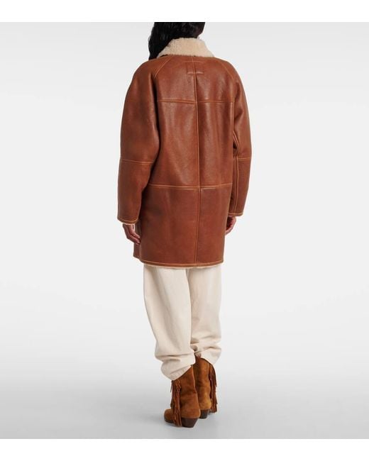 Abrigo Berthie De Piel Con Borrego Isabel Marant de color Brown