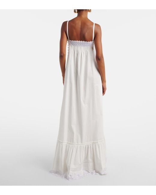 Saint Laurent White Embroidered Cotton Poplin Maxi Dress