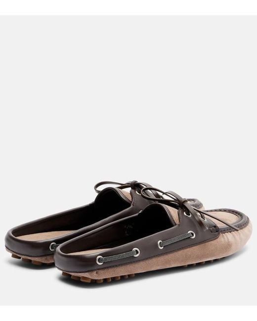Brunello Cucinelli Brown Monili Suede Mules
