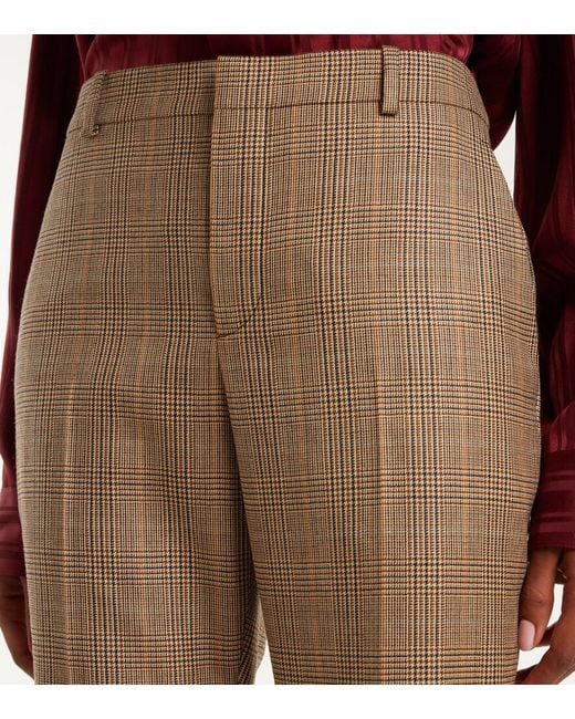 Saint Laurent Gray Prince Of Wales Wool Flared Pants