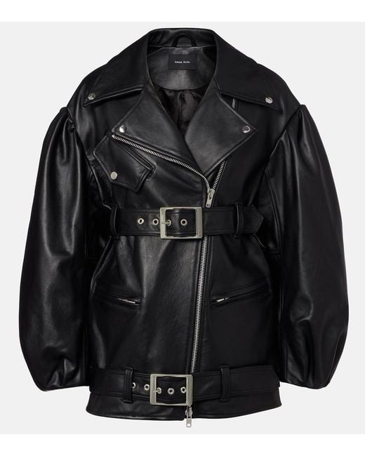 Simone Rocha Black Belted Leather Biker Jacket