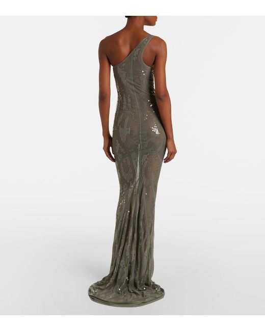 Rick Owens White Sequined Sheer Tulle Gown