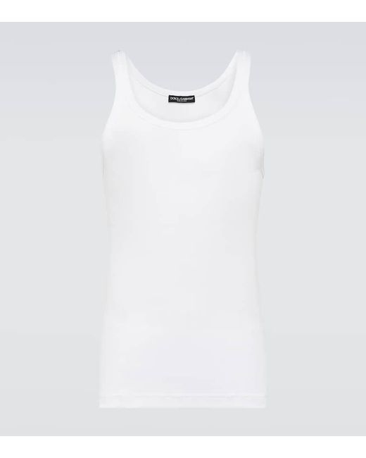 Tank top in jersey di cotone di Dolce & Gabbana in White da Uomo