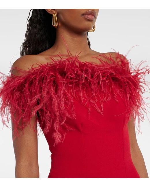 Vestido midi Starling con plumas Safiyaa de color Red