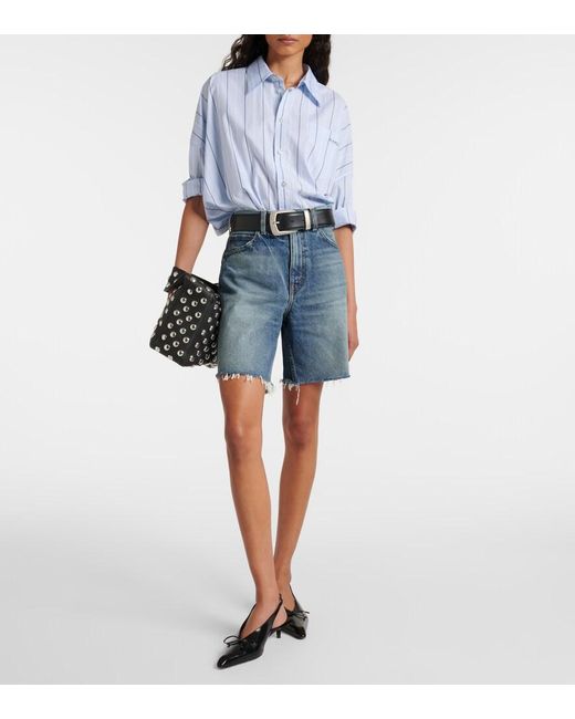Nili Lotan Blue Russel Low-Rise Denim Shorts