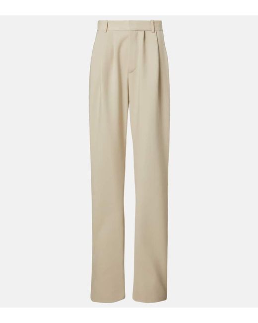 Pantalones Rectos De Lana Saint Laurent de color White