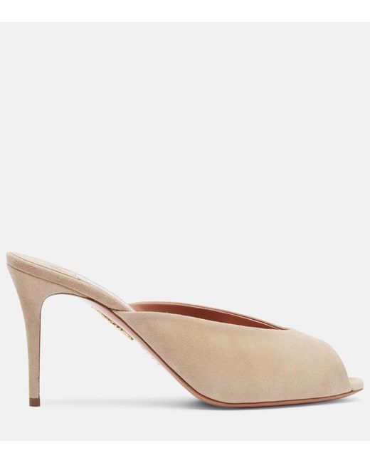 Aquazzura Brown Secret 85 Suede Mules