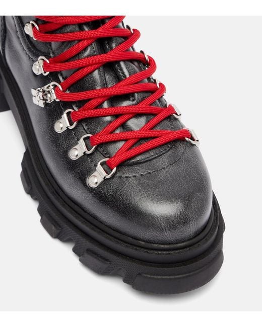Ganni Red Platform Combat Boots