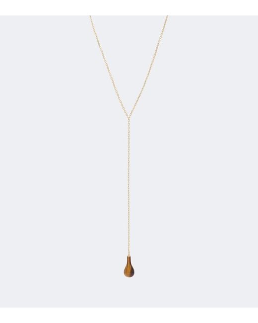 Totême White Tiger's Eye Embellished 18Kt-Plated Necklace