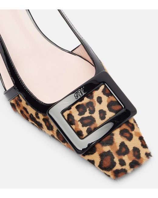 Roger Vivier Brown Belle Vivier 45 Calf Hair Slingback Pumps
