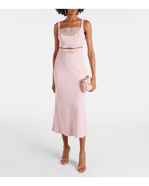 Giambattista Valli Pink Bow-Detail Crepe Midi Dress