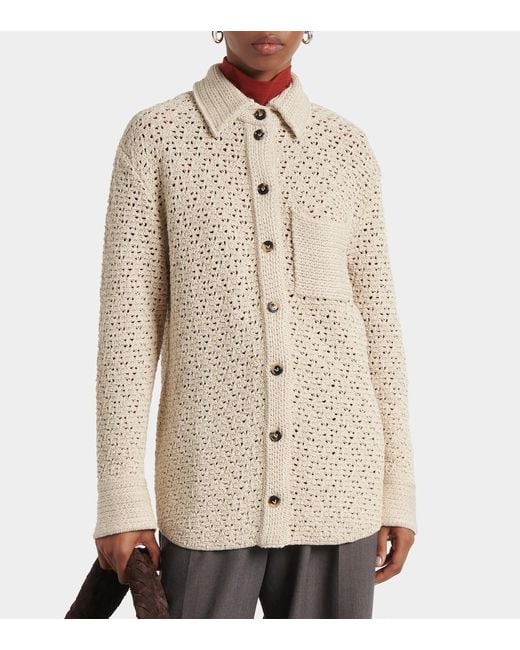 Bottega Veneta Natural Cotton Crochet Shirt