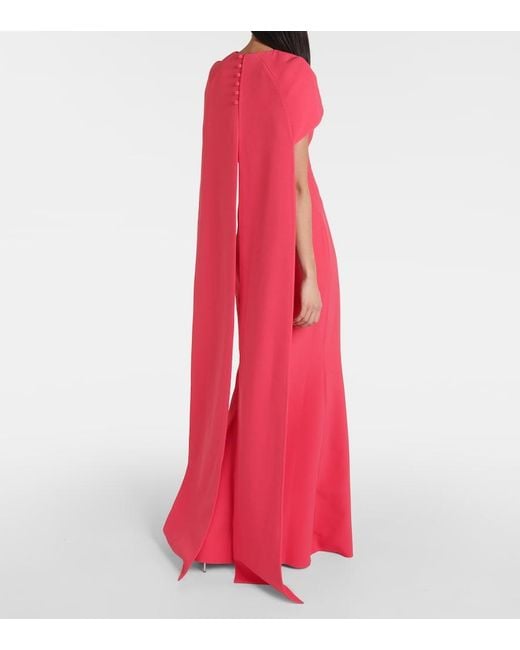 Safiyaa Red Ginkgo Caped Gown