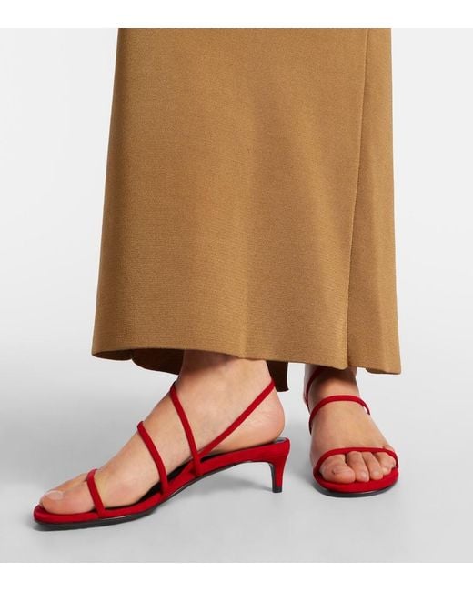 Khaite Red Loop 35 Suede Sandals