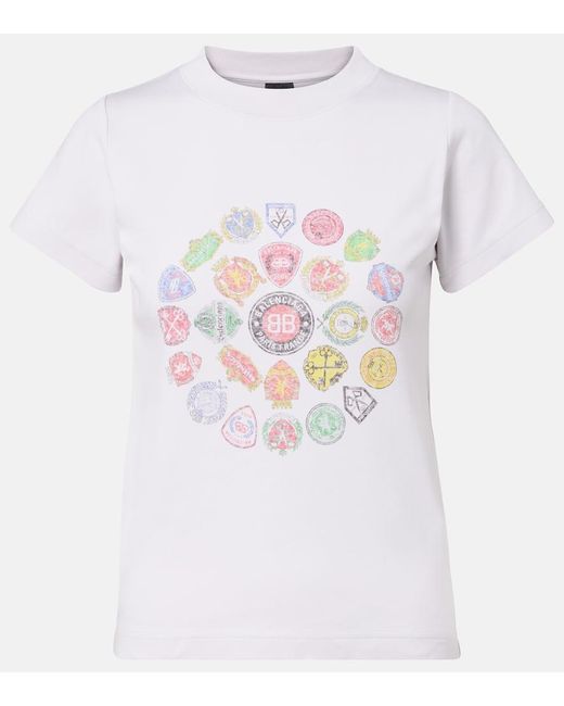 Camiseta De Jersey De Algodon Estampada Balenciaga de color White