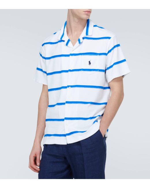 Polo Ralph Lauren Blue Striped Cotton-blend Polo Shirt for men