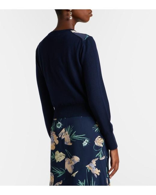 Erdem Blue Floral Wool Cardigan