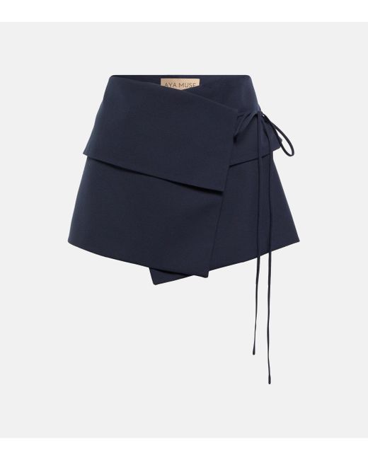 AYA MUSE Blue Eury Wool-blend Miniskirt
