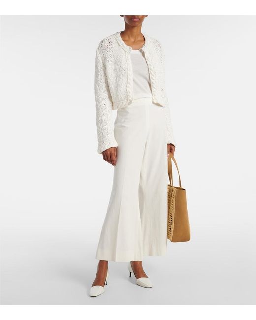Khaite White Genevieve Open-Knit Cardigan