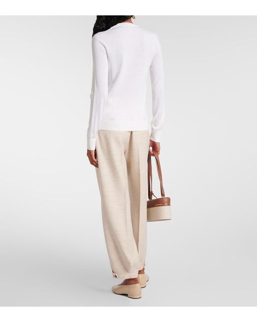 Loro Piana White Piuma Cashmere Sweater