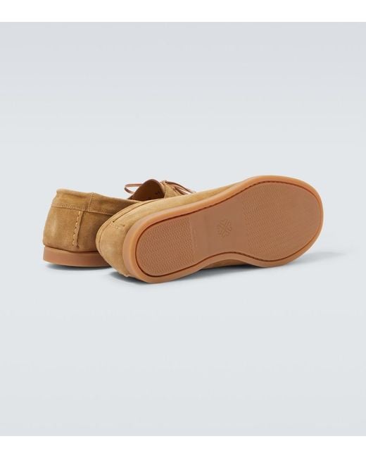 Saman Amel White City Moc Suede Boat Shoes for men