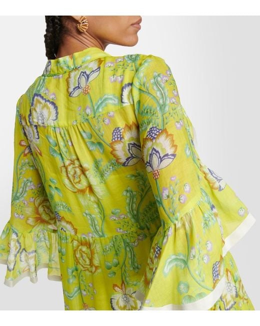 Dorothee Schumacher Green Floral Ramie Maxi Dress