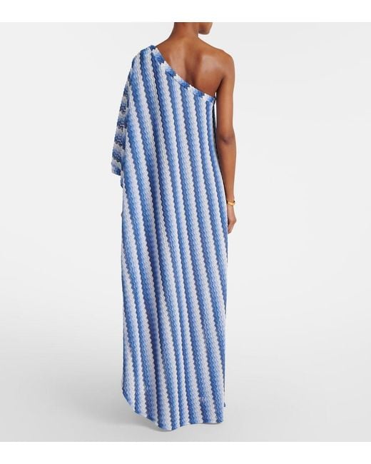 Melissa Odabash Blue Savannah One-Shoulder Beach Cover-Up