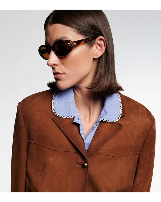 Miu Miu Brown Reverie Oval Sunglasses